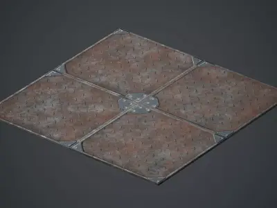 Sci-fi Floor Metal Plates 1 PBR Game Ready Low-poly 3D model