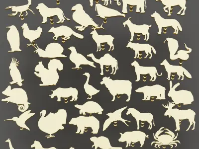 Pak of Animal Earrings Stud 3D print model Sample Free 3D print model