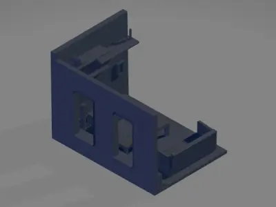 Interior 3D model room with bed and desk Low-poly 3D model