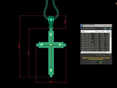 High Cross Pendant Light Gold 18K 4CP003 3D print model