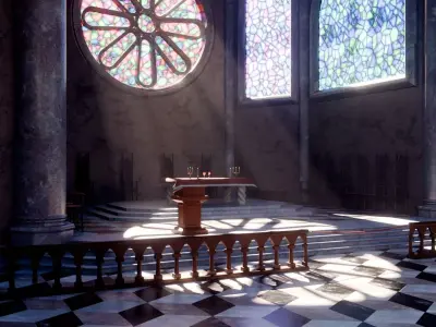 Cathedral Interior Environment - Blender Scene 3D model