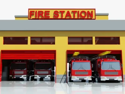 Fire Station Building 3D model