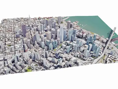 San Francisco city-skyline Low-poly 3D model