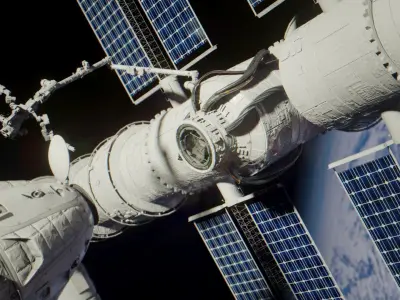 Docking spaceship animation Low-poly 3D model