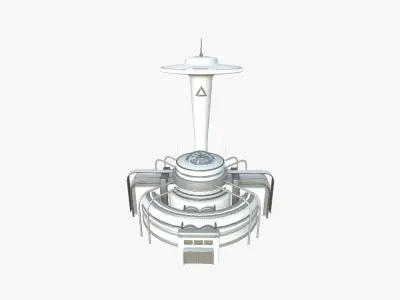 SciFi Facility D02 White Gray - Sci Fi Exterior Design Low-poly 3D model