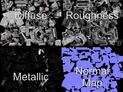 Futuristic Defense Turret Model Pack for D Rendering Low-poly 3D model