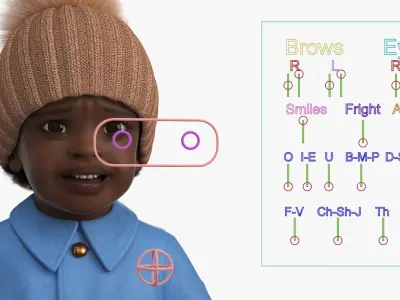  Little Black Girl Light Skin Autumn Clothes Fur Rigged 