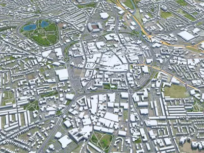 Wolverhampton United Kingdom 30km Low-poly 3D model