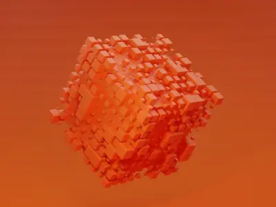 Abstract Sci-Fi  animated Cube  3D model Low-poly 3D model