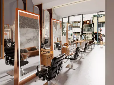 Modern Barber Chair  Workstation - Pro Hair Stylist Setup 3D model