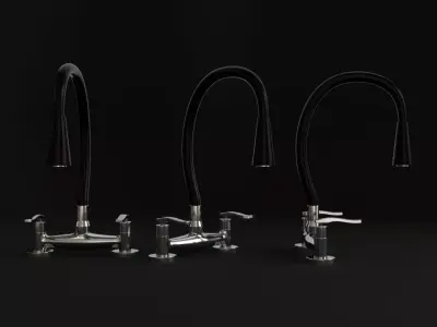 Modern Flexible Kitchen Faucet Double Handle 3D model