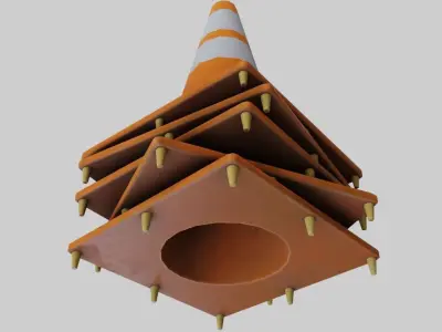 Stack of Traffic Cones Low-poly 3D model