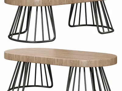 472 vintage oval coffee table 3D model