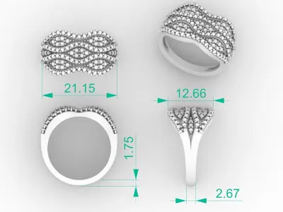 Diamond Cluster Ring 3D print model