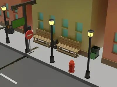 LOW POLY URBAN STREET MODELS  Free low-poly 3D model