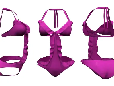 Swimwear with Front Frills Low-poly 3D model
