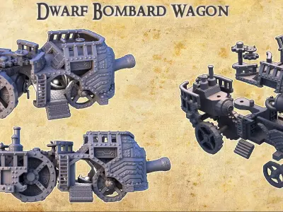 Dwarf Bombard Wagon Tabletop Terrain 28MM 3D print model 3D print model