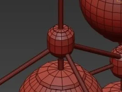 Untitled chandelier with six glass balls hanging from metal f... 3D model