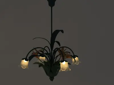 1980s Floral Ceiling Lamp 3D model