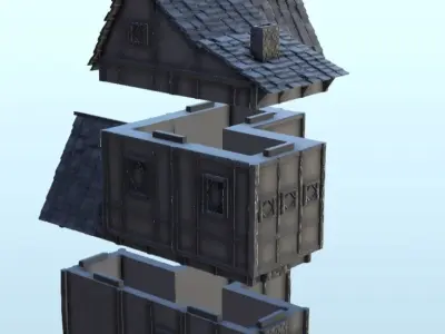 Medieval house with floor 1 3D print model