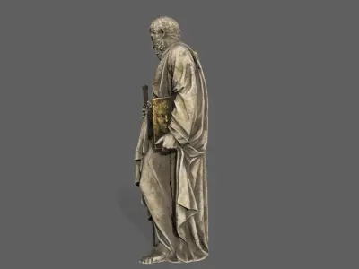 Old Man Statue Low-poly 3D model 13