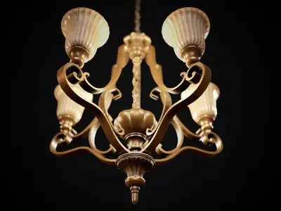 Victorian Worn Chandelier and Wall Lamp Low-poly 3D model