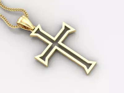 High Cross Pendant Light Gold 18K 4CP049 3D print model