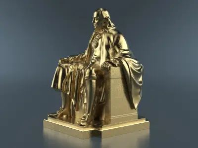  Franklin Miniature Statue Gold Finish 