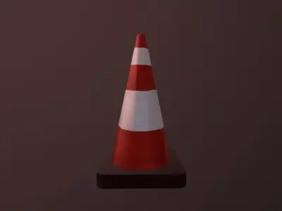 Red Road Cone Low-poly 3D model