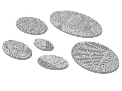 x1000 Round Oval Square Rectangular Hexagonal industrial bases 3D print model