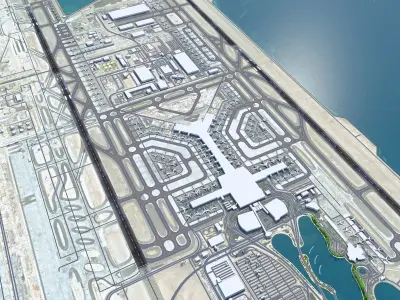 Doha Hamad Airport 12km Low-poly 3D model