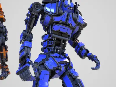 Humanoid robot with 6 color options Low-poly 3D model