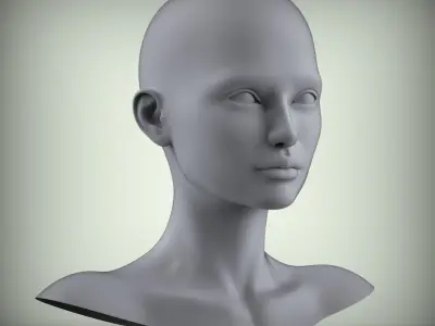 18 3D Head Face Female Character Women teenager portrait doll 3D Low-poly 3D model