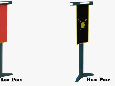 Futuristic Sci-Fi Flag Standard many PBR Options Textures Low-poly 3D model