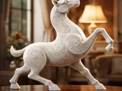 Ornamental Rearing Horse Sculpture 3D print model