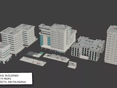 Low poly anime city pack Low-poly 3D model