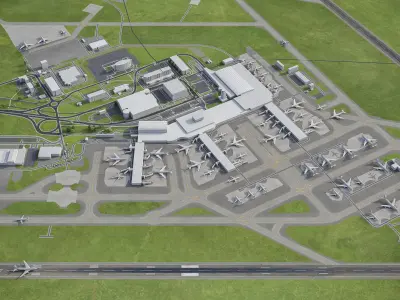 Prague Vaclav Havel Airport Low-poly 3D model