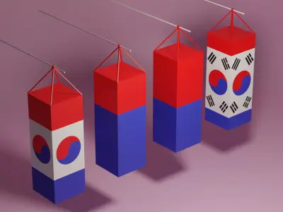 Korean Lanterns Collection Low-poly 3D model