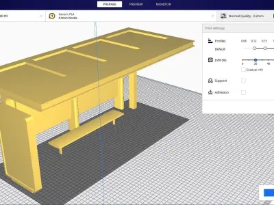 Bus Shelter 01 Low-poly 3D model