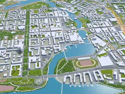Tampere Finland 60km Low-poly 3D model