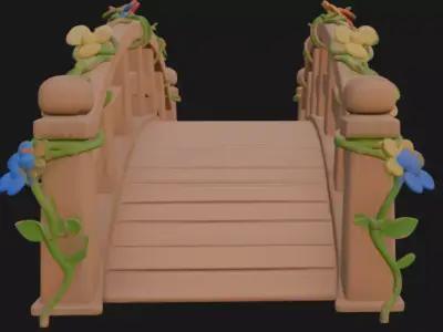 Pixar style cartoony bridge 3D model