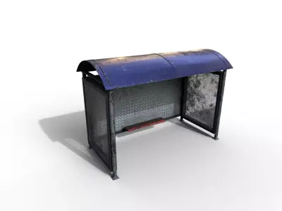 Old modern bus stop Terror Low-poly 3D model purchase