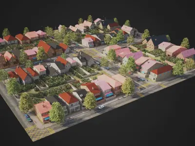 Realistic City District R6-R19 MAYA Low-poly 3D model