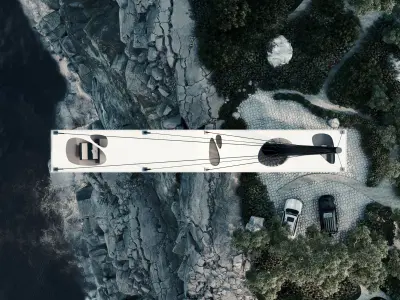 Cantilever Beach Mountain cliff house Organic  Revit Lumion 3D model