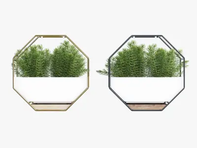 Ivolador octagonal planter with plants in it 3D model