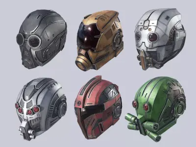 Sci fi Helmet collection 3D Model Pack