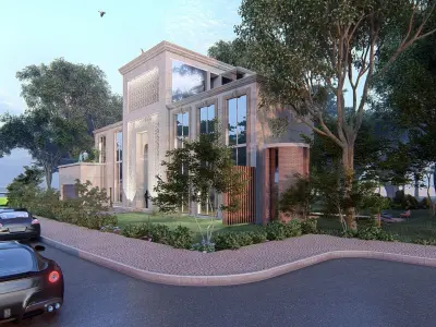 Classic villa Revit and Lumion with 3d grass 3D model