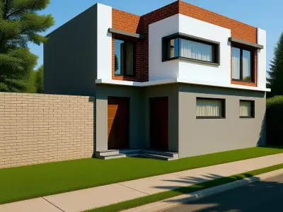 Modern House Front Renovation Design 77 Sqm Facade Model Low-poly 3D model