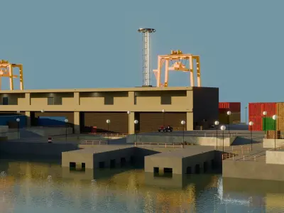 Harbor Port - Game Ready - PBR Low-poly 3D model