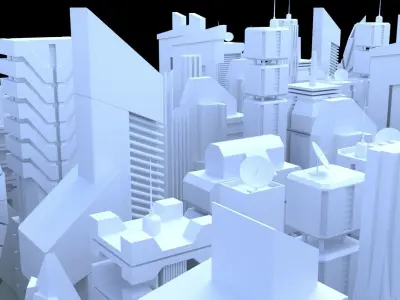 Sci-Fi SkyScraper Set Low Poly 3D model